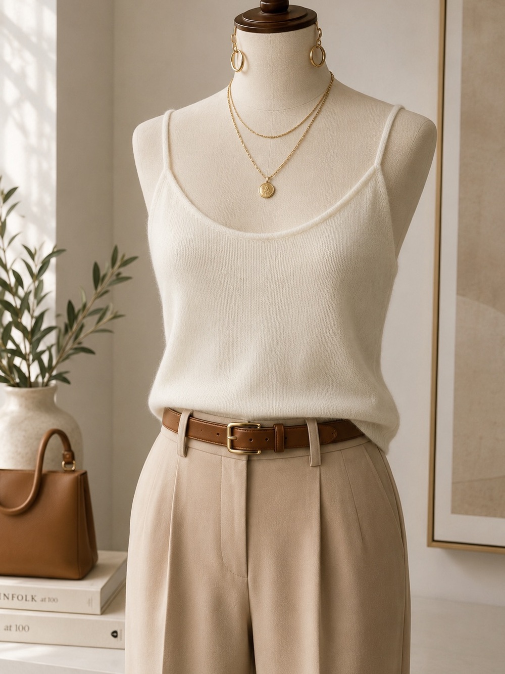 Banana Republic 100% Cashmere Cami Sweater XL | Quiet Luxury | Soft Cream